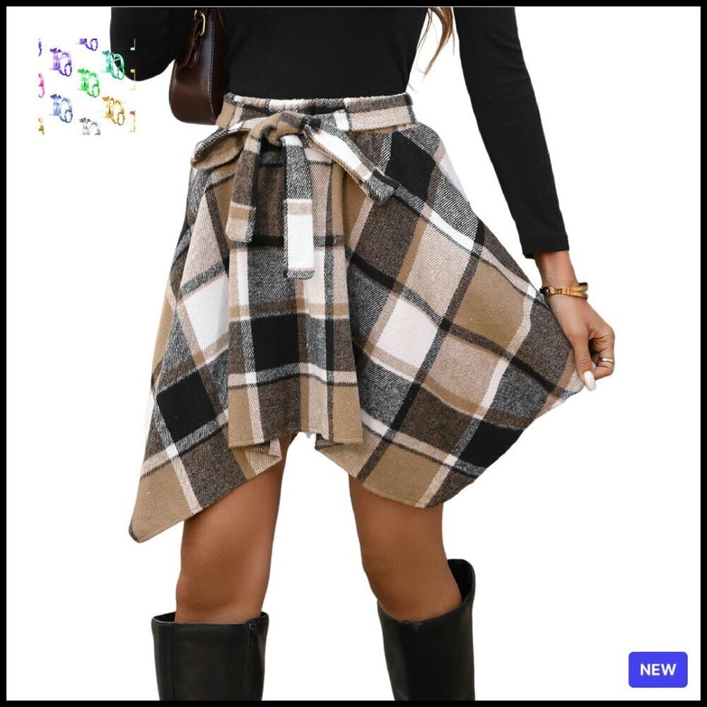 Plaid A-Line Mini Skirt High Waisted Flare Y2K Chic Casual Party Wear